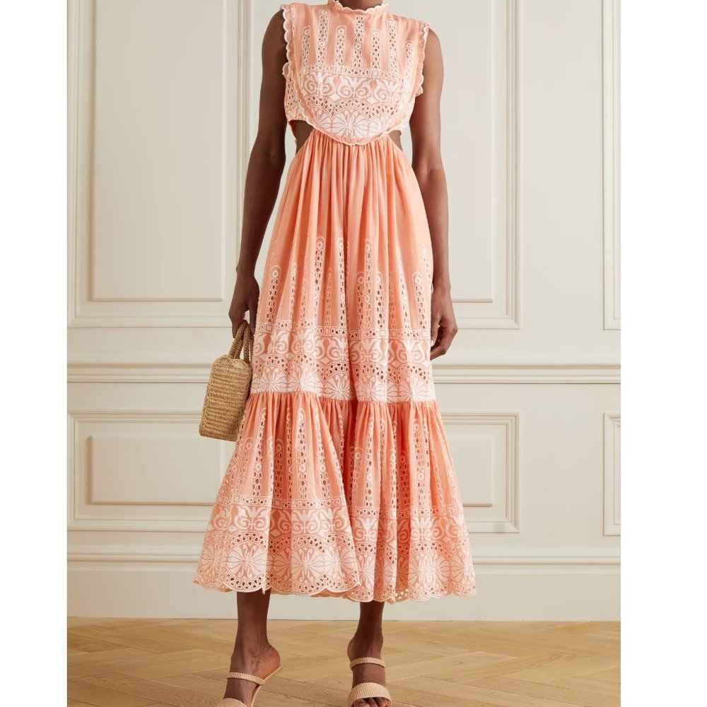 EMBROIDERY CUT OUT MIDI DRESS